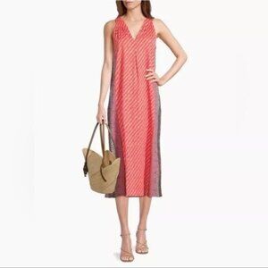 New NIC+ZOE Spotty Stripes Sleeveless Midi Dress in Pink Multi Size XL